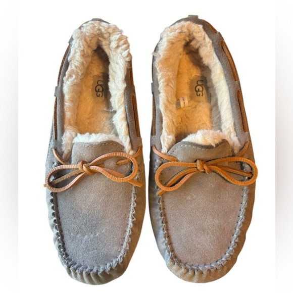 NWOB UGG Dakota Pewter Suede Fur Slippers Women's Size 10 - Excellent Condition - Picture 1 of 7
